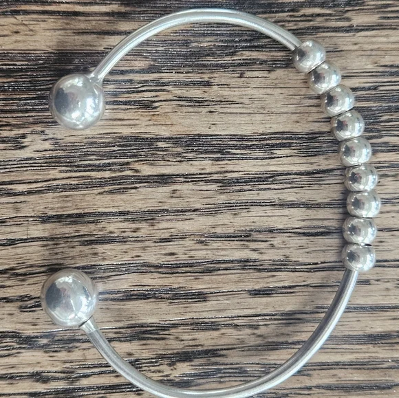 Elegant Italian Sterling Silver Cuff Charm Bracelet w/ Sterling Spacer Beads - Picture 8 of 8